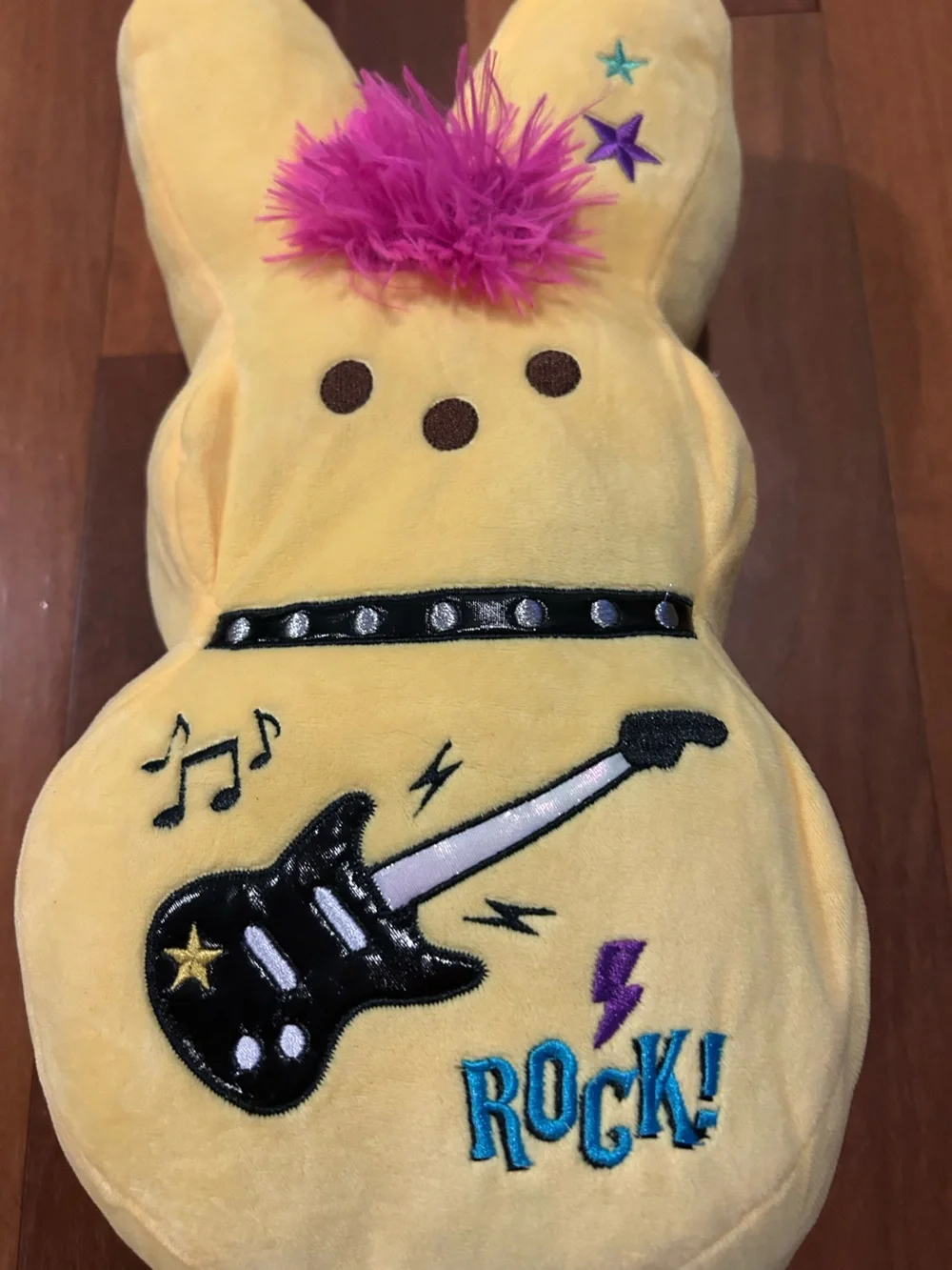 PEEPS 15 inch Yellow EMO Rock Star Bunny Plush Toy with Pink Mohawk